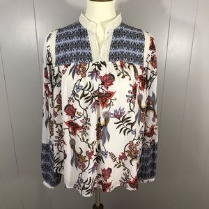LOFT long sleeve paisley blouse